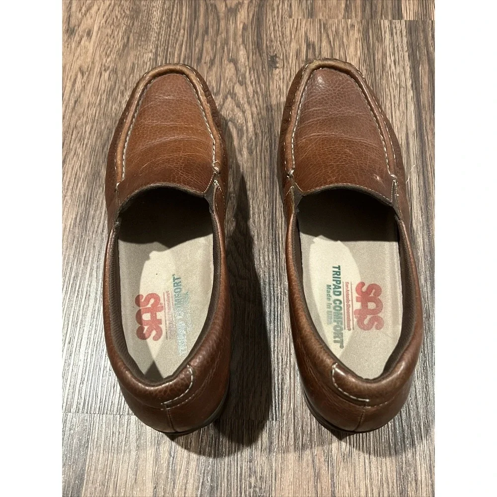 SAS Soft Step Shoes Womens Brown 9S Leather Tripad Comfort Made in USA Slip On